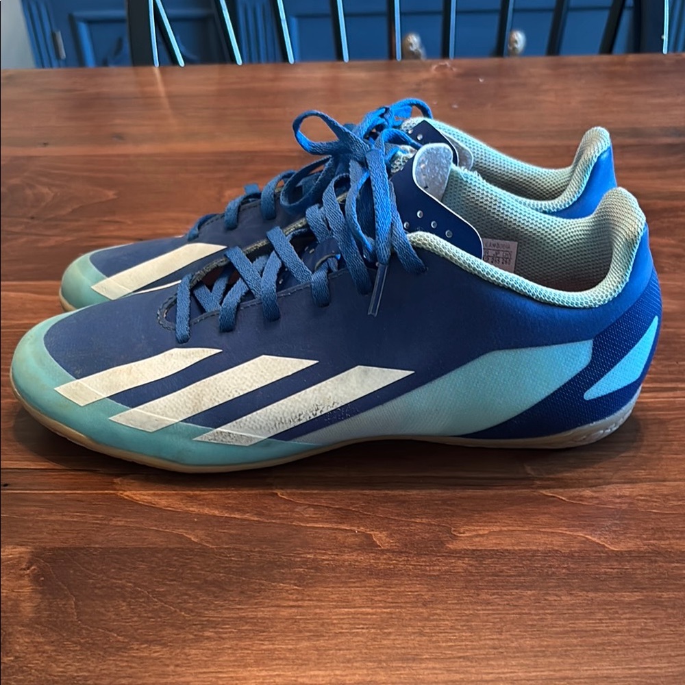 Adidas Blue and White Athletic Indoor Soccer Shoes